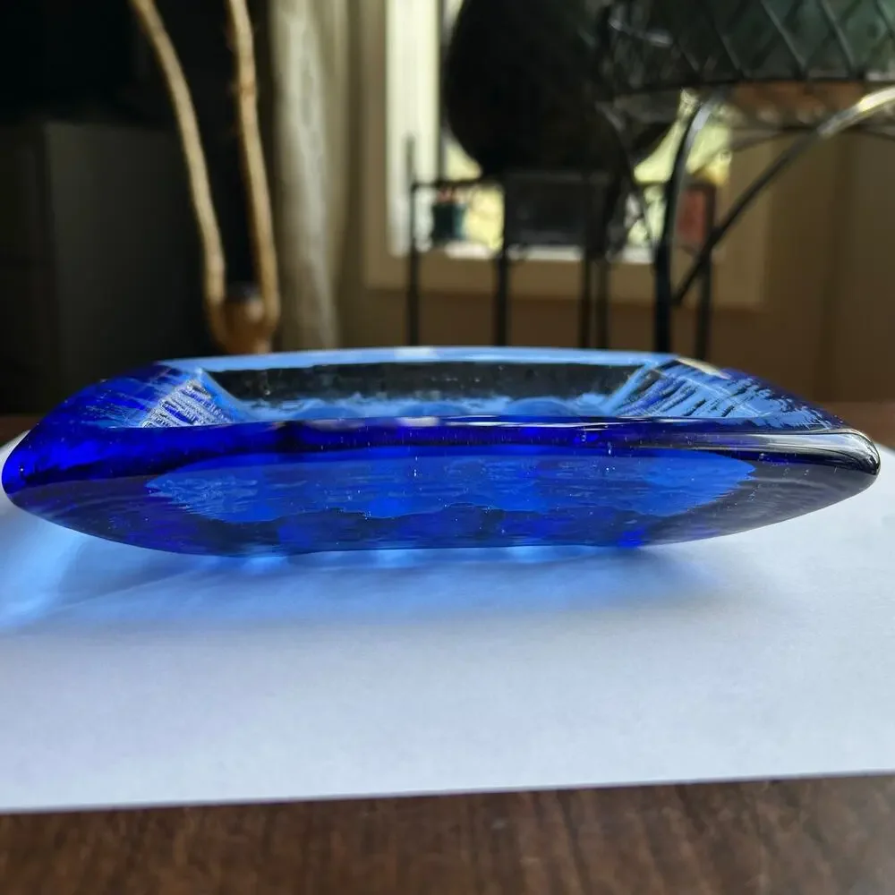 Fire and Light Cobalt Blue Soap dish recycled glass